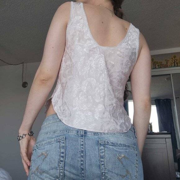 Vintage 90s light pink and white coquette princess lace lingerie top - Picture 6 of 16